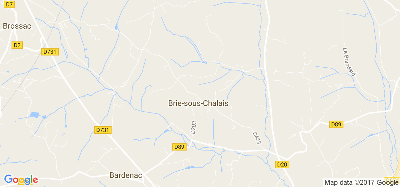 map de la ville de Brie-sous-Chalais