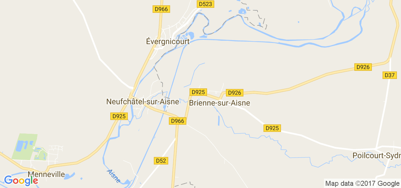 map de la ville de Brienne-sur-Aisne