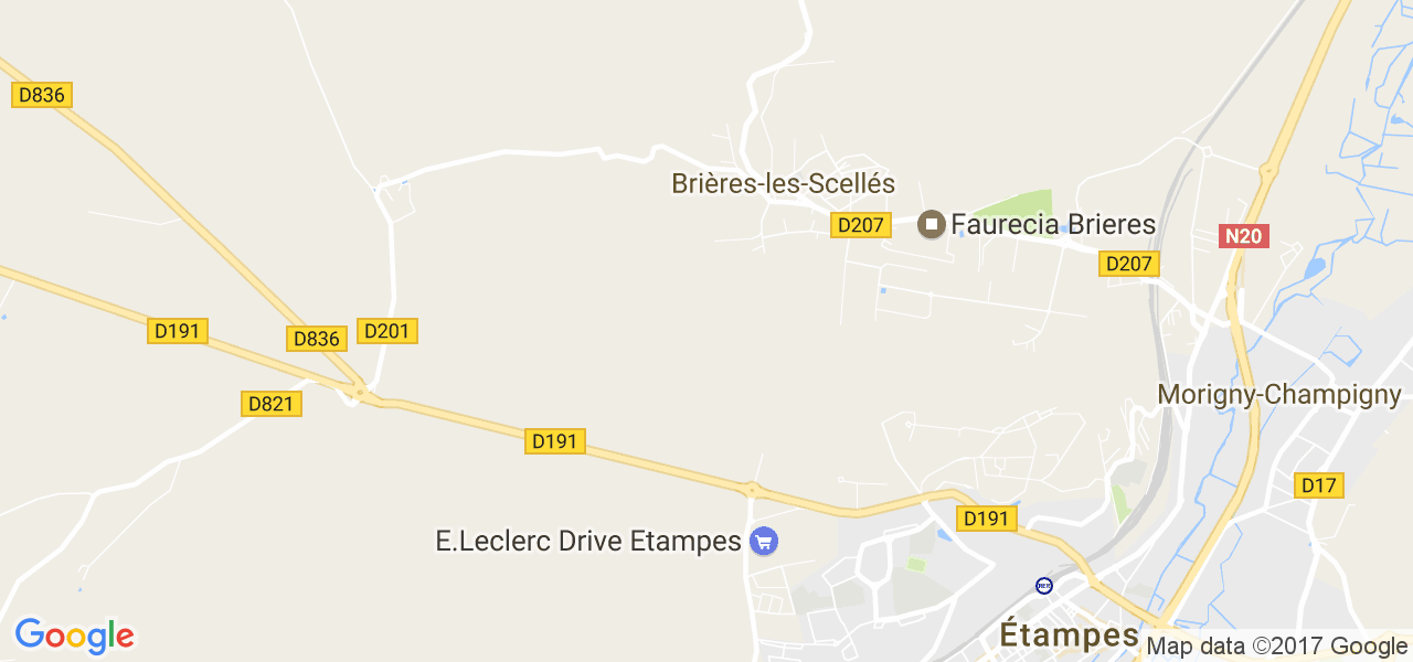 map de la ville de Brières-les-Scellés