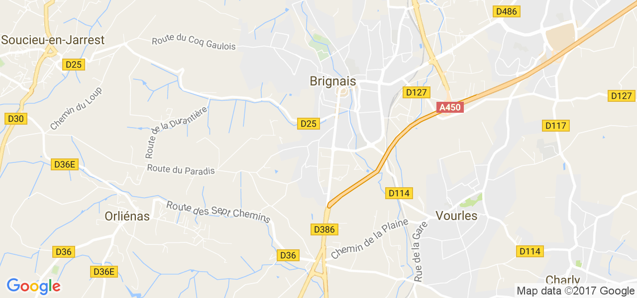 map de la ville de Brignais