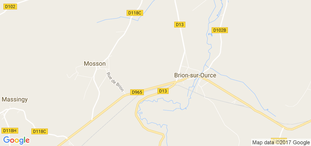 map de la ville de Brion-sur-Ource