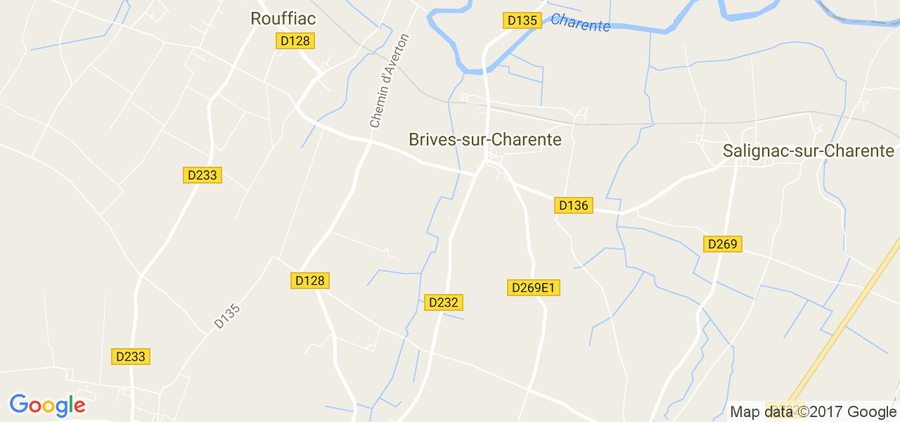 map de la ville de Brives-sur-Charente