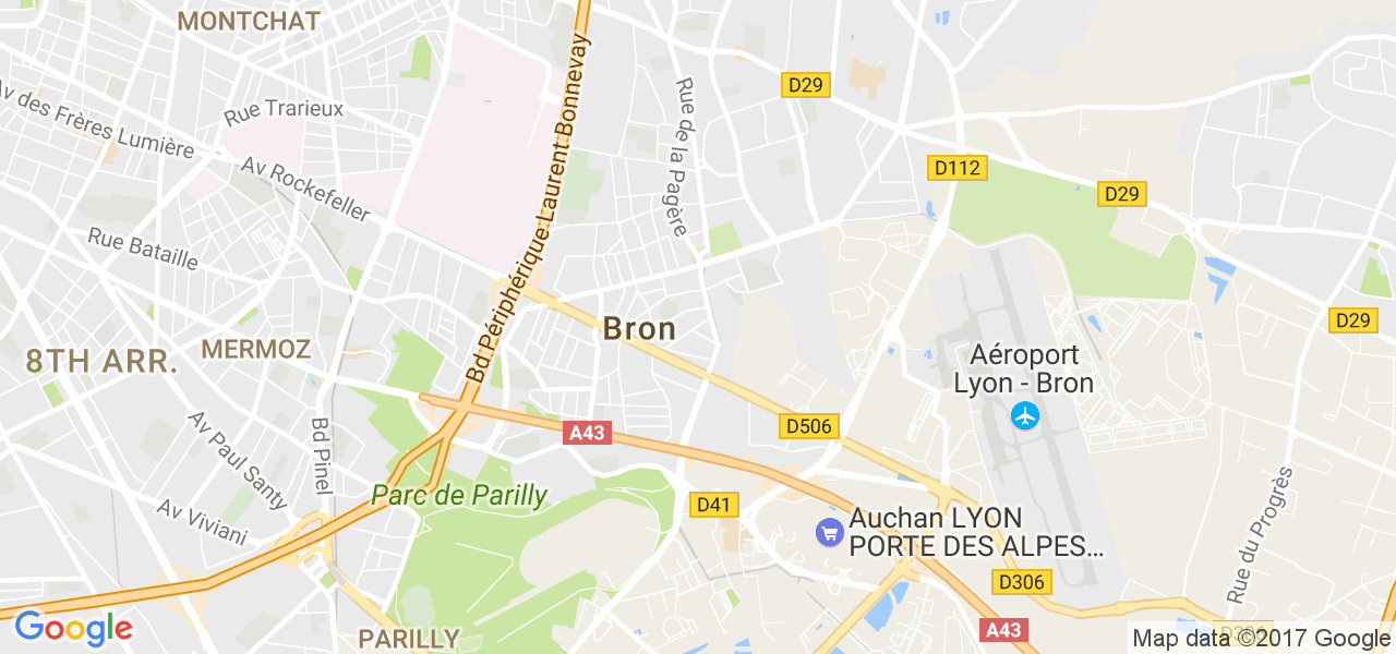 map de la ville de Bron