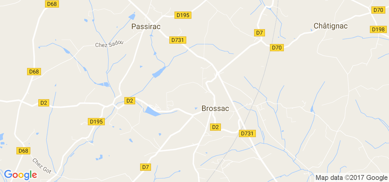 map de la ville de Brossac