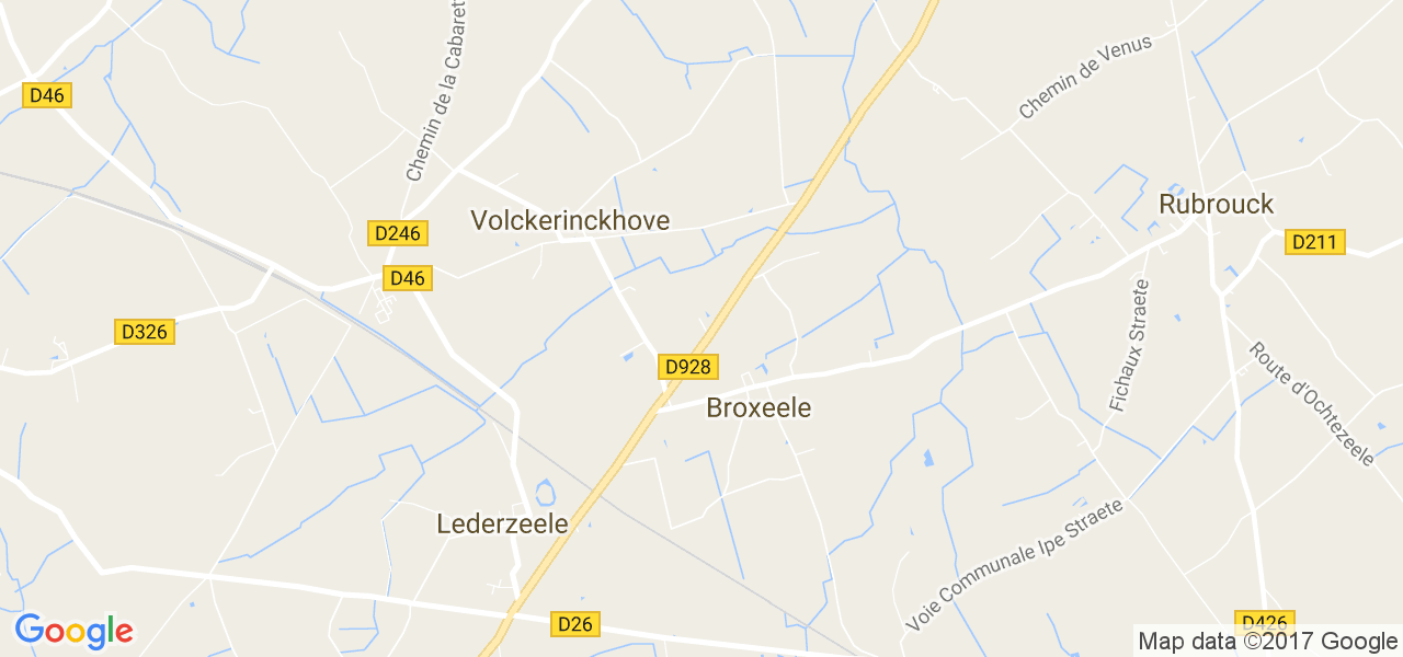 map de la ville de Broxeele