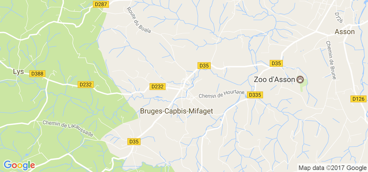 map de la ville de Bruges-Capbis-Mifaget