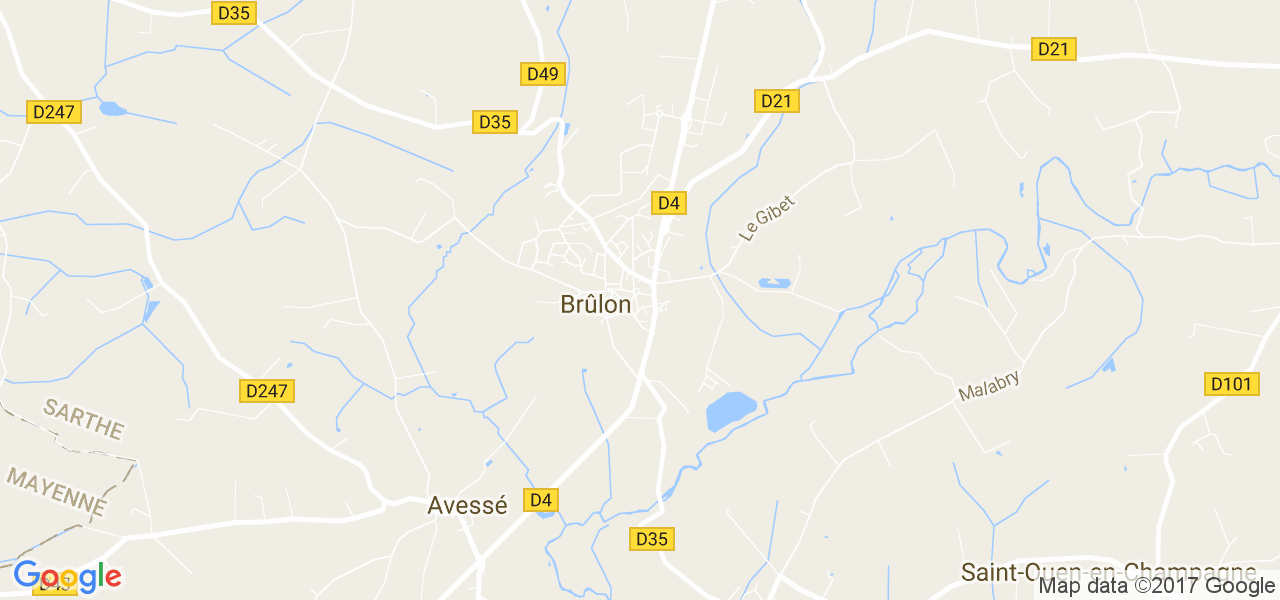 map de la ville de Brûlon