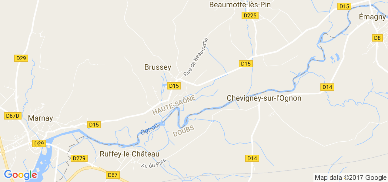 map de la ville de Brussey