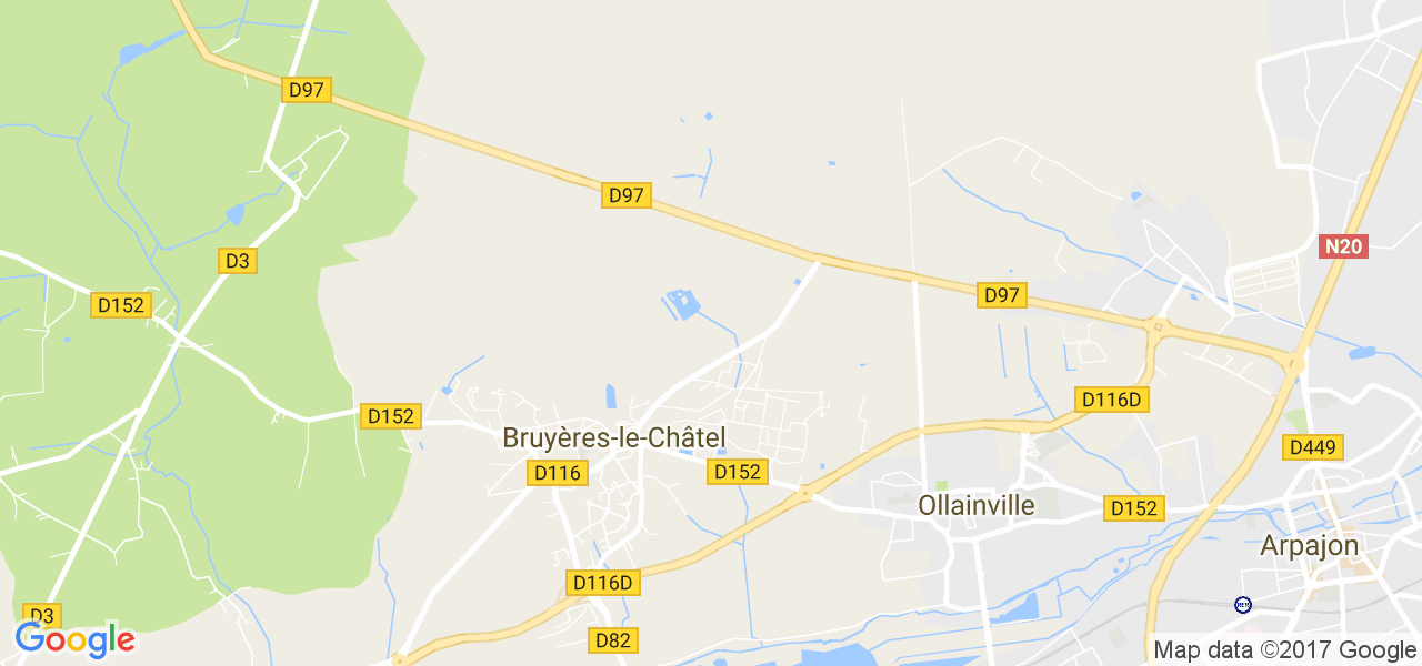 map de la ville de Bruyères-le-Châtel