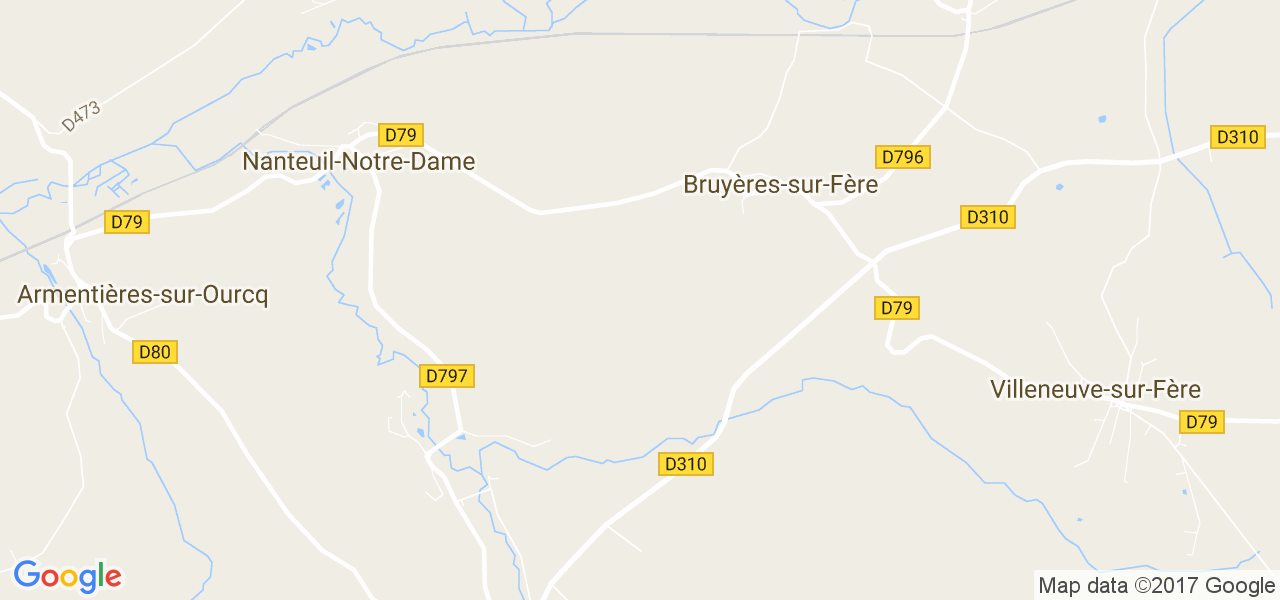 map de la ville de Bruyères-sur-Fère