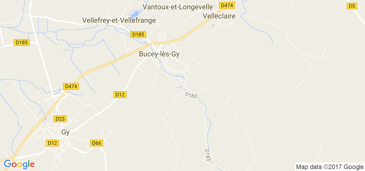 map de la ville de Bucey-lès-Gy