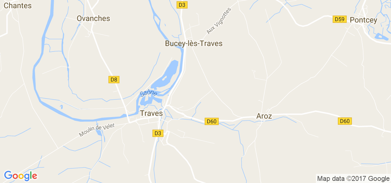 map de la ville de Bucey-lès-Traves