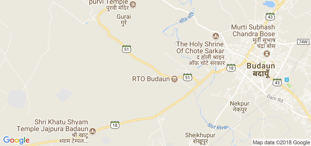 map of the city of Budaun