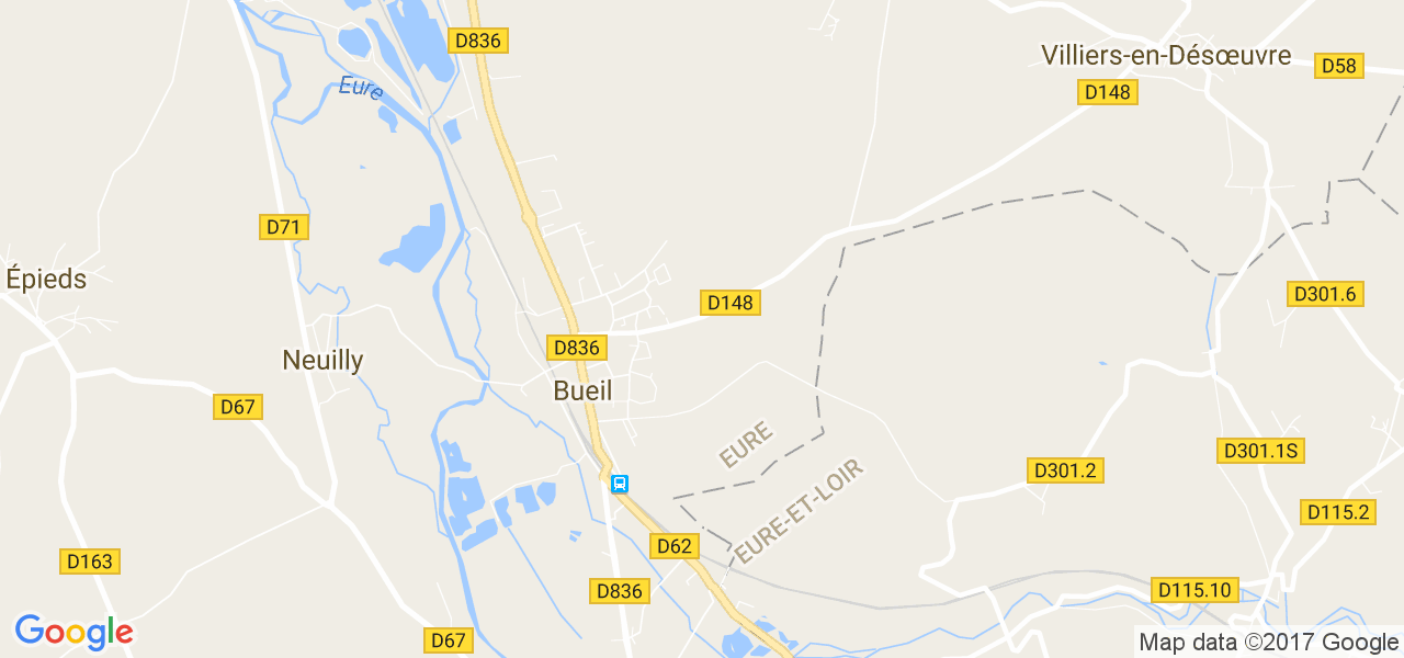 map de la ville de Bueil