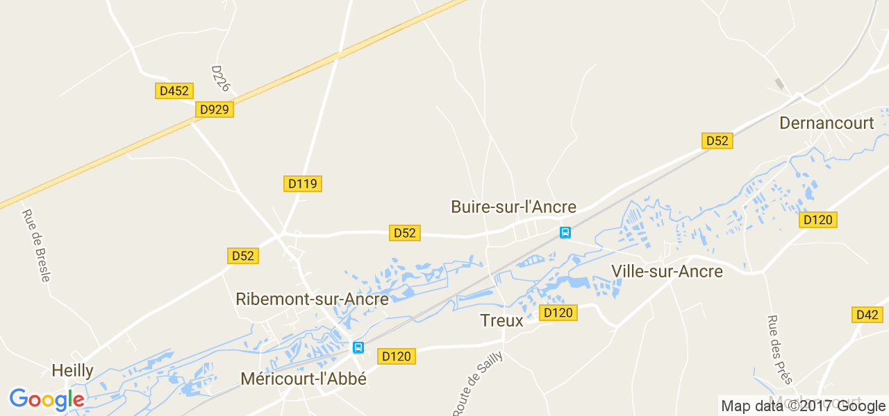 map de la ville de Buire-sur-l'Ancre