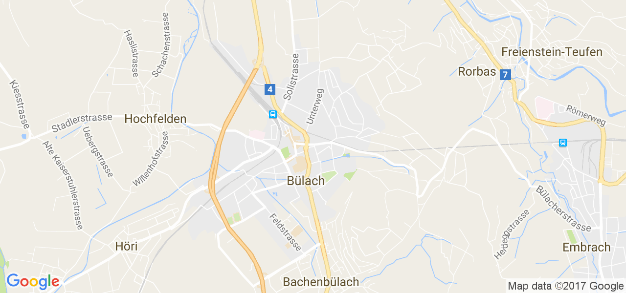 map de la ville de Bülach