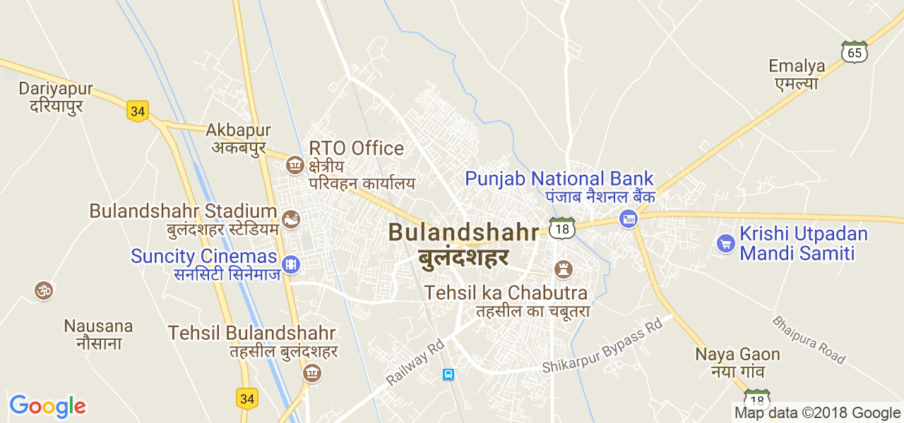 map of the city of Bulandshahr