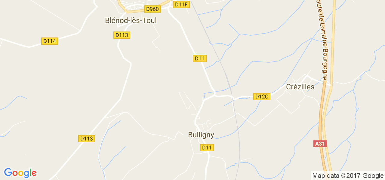 map de la ville de Bulligny