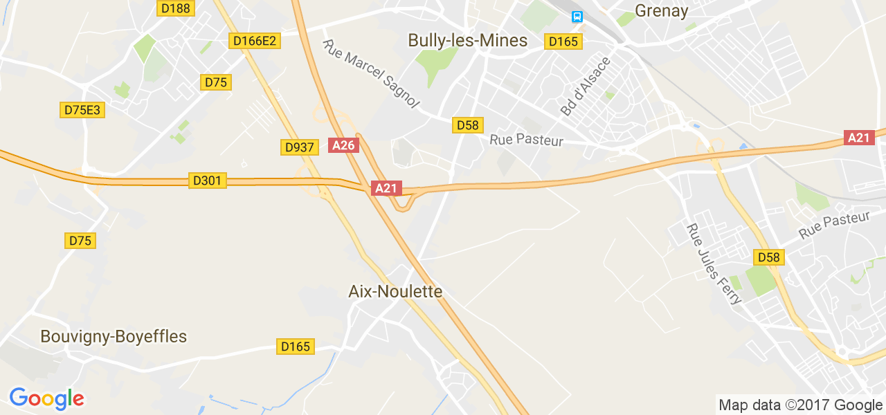 map de la ville de Bully-les-Mines