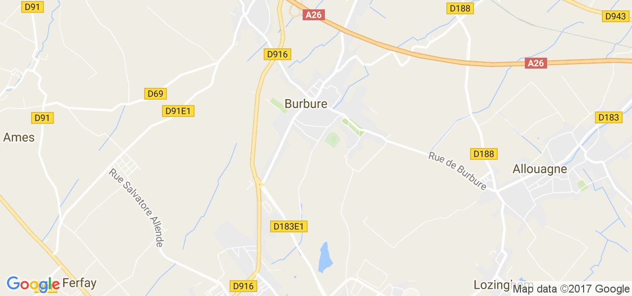 map de la ville de Burbure