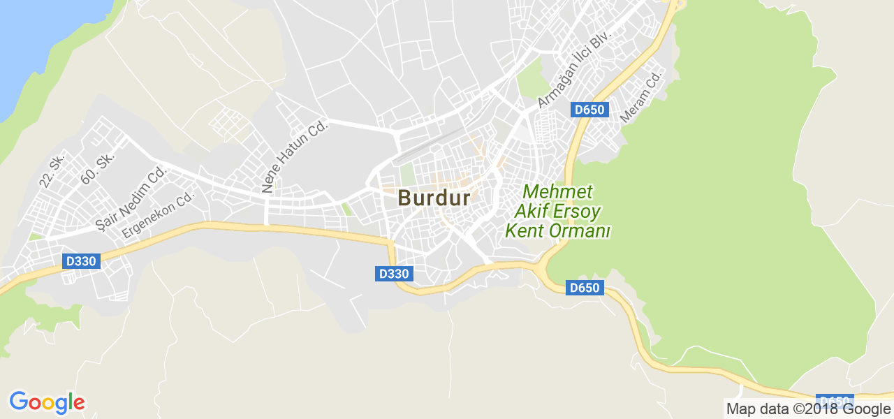 map of the city of Burdur