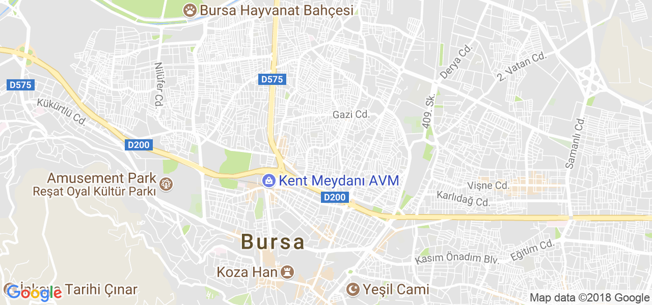 map de la ville de Bursa