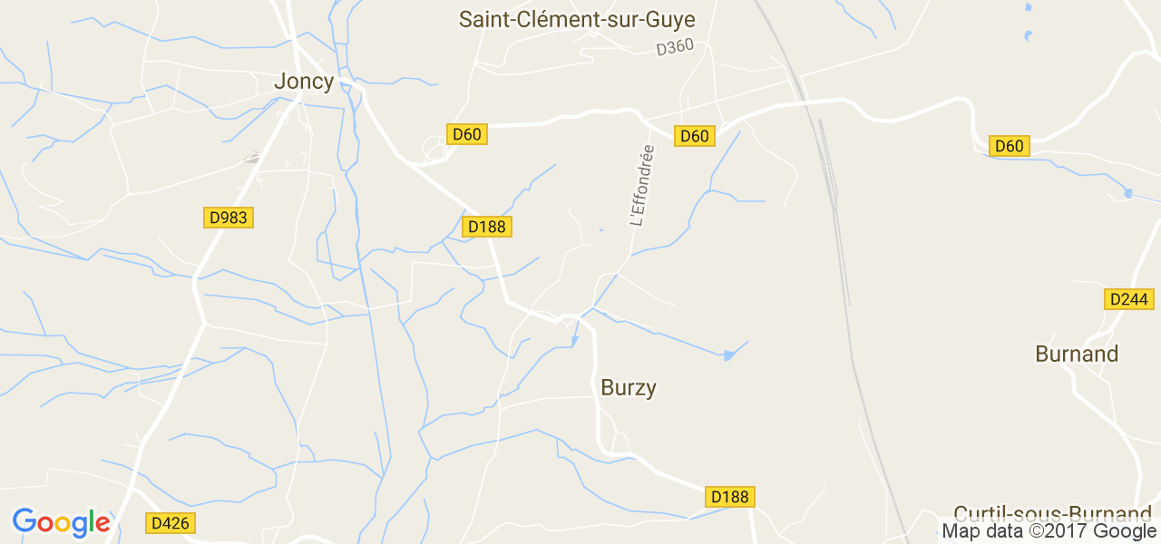 map de la ville de Burzy