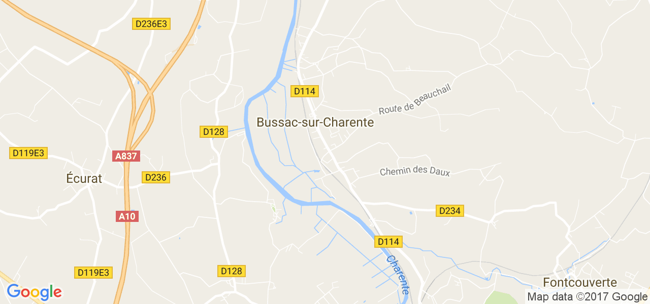 map de la ville de Bussac-sur-Charente