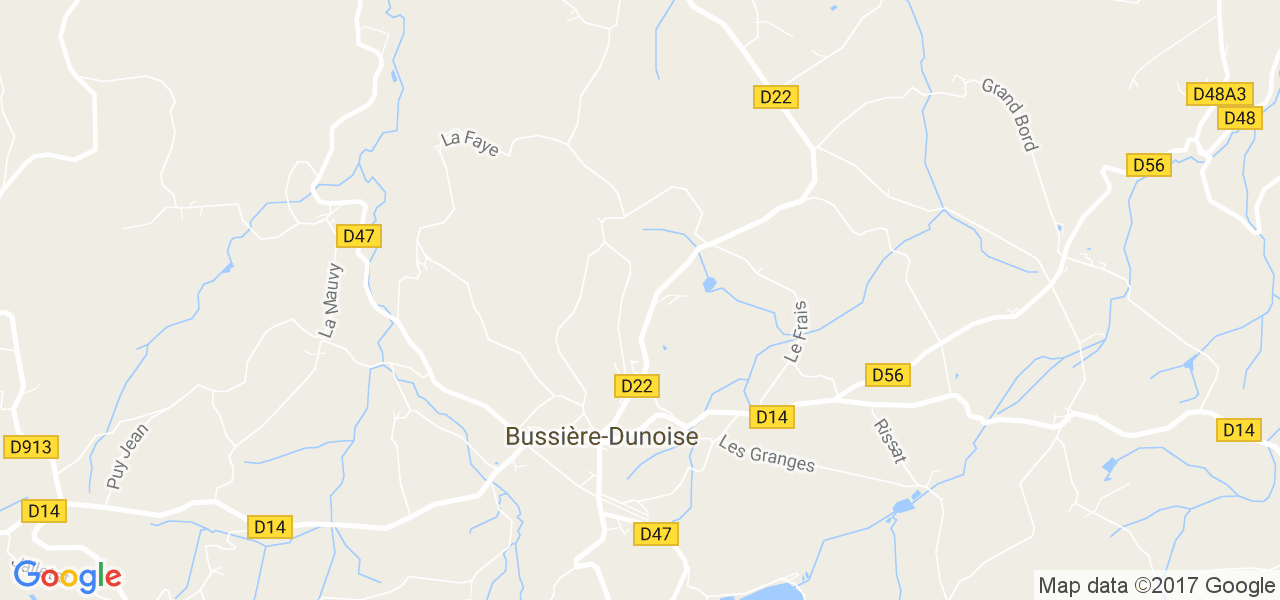 map de la ville de Bussière-Dunoise