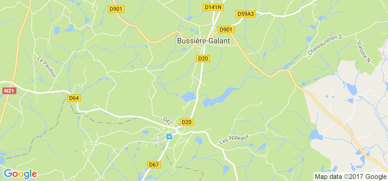 map de la ville de Bussière-Galant