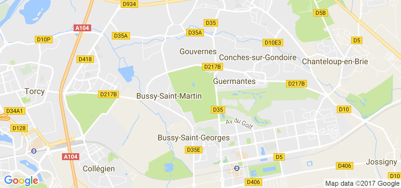 map de la ville de Bussy-Saint-Georges