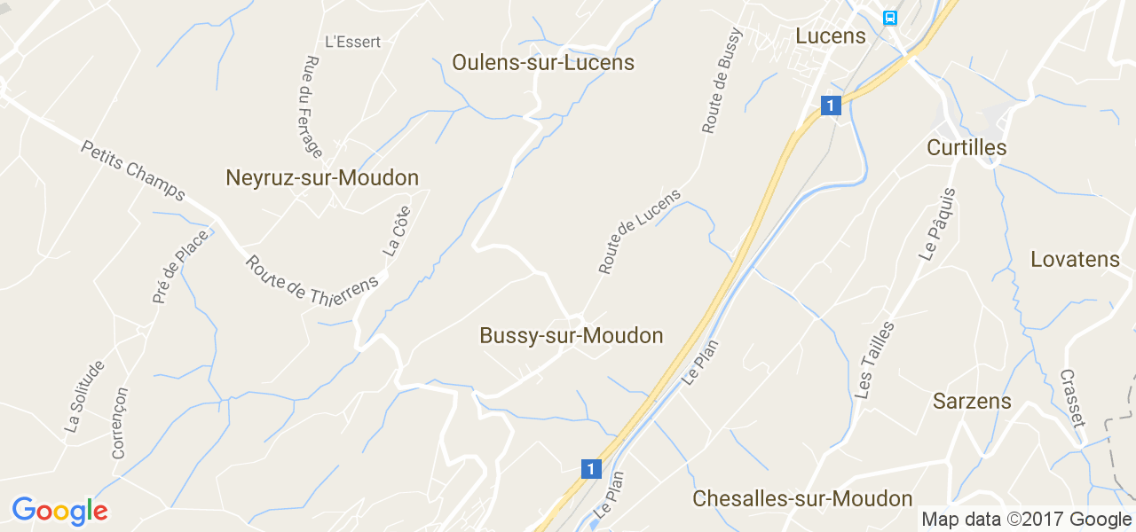 map de la ville de Bussy-sur-Moudon