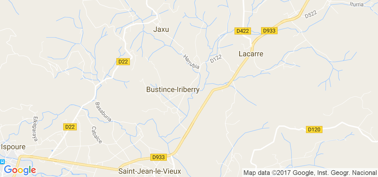 map de la ville de Bustince-Iriberry