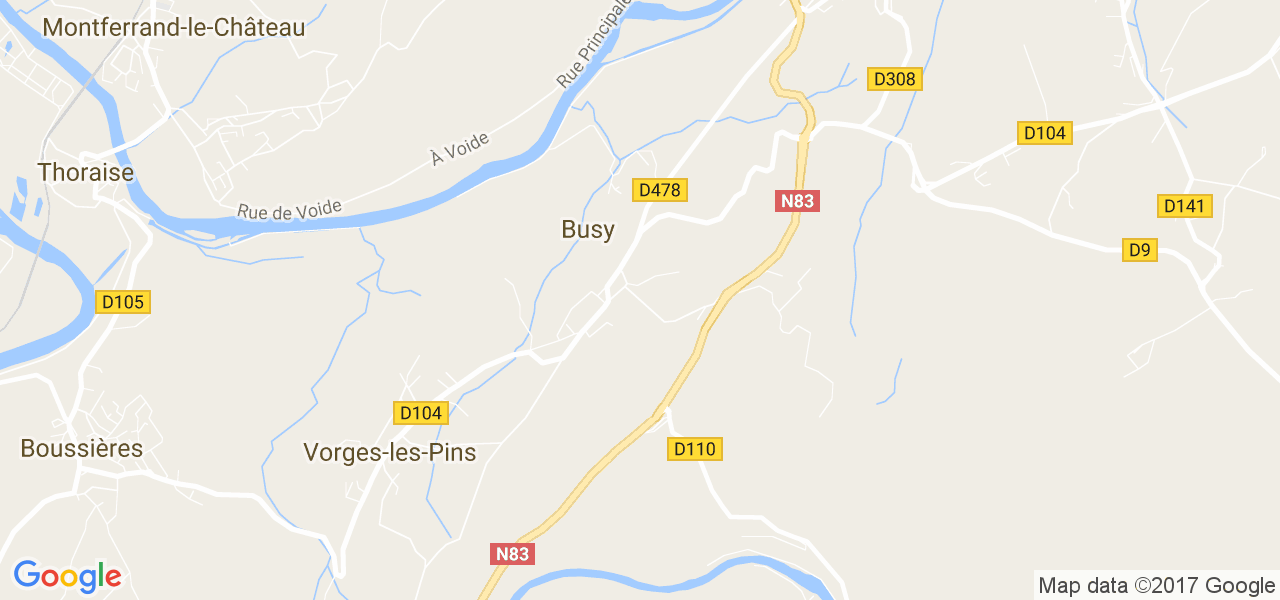 map de la ville de Busy