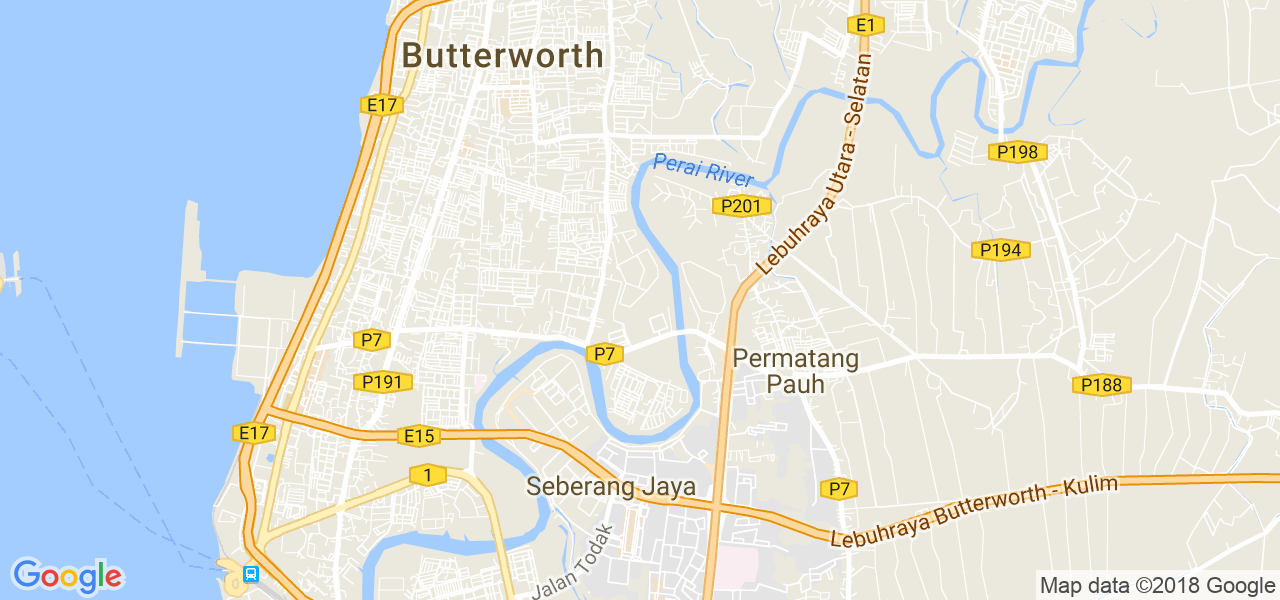 map of the city of Butterworth