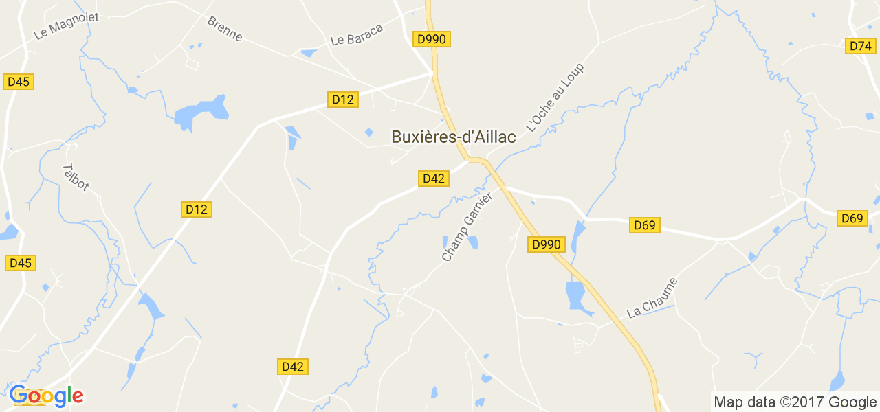 map de la ville de Buxières-d'Aillac