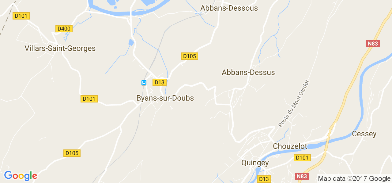 map de la ville de Byans-sur-Doubs