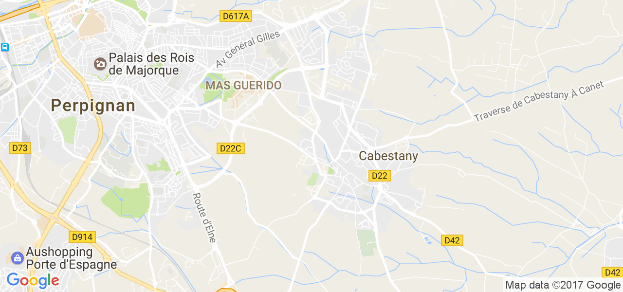 map de la ville de Cabestany