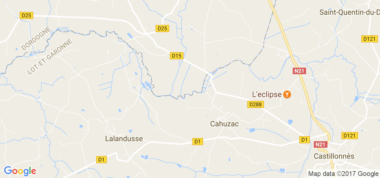 map de la ville de Cahuzac