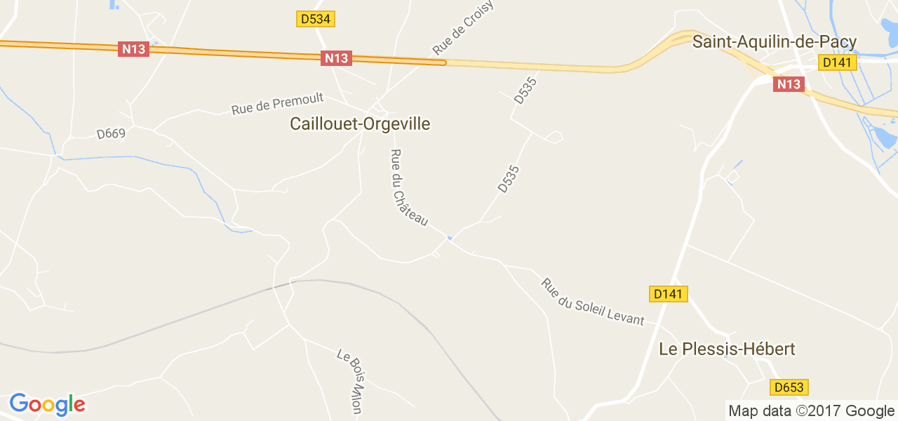 map de la ville de Caillouet-Orgeville