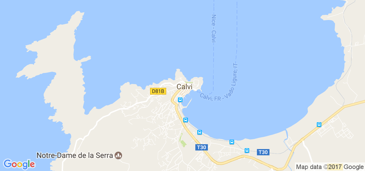 map de la ville de Calvi