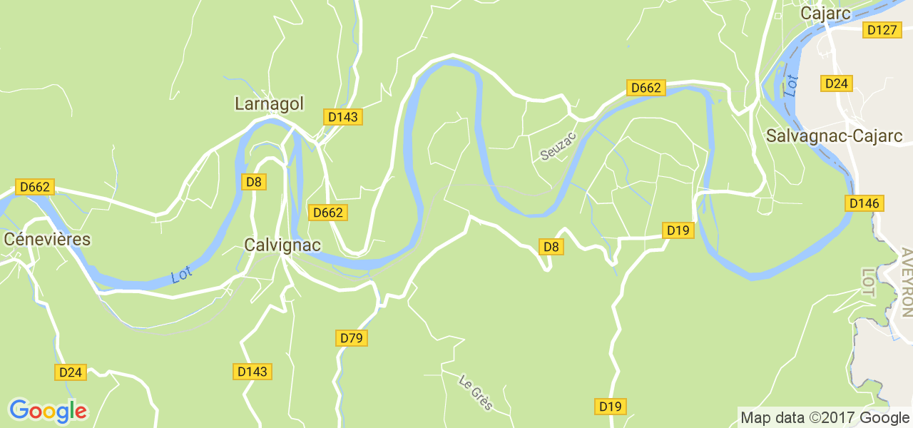 map de la ville de Calvignac