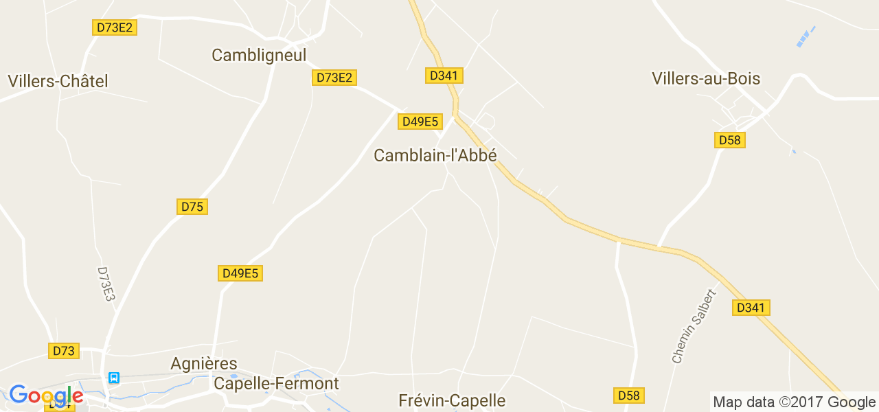 map de la ville de Camblain-l'Abbé