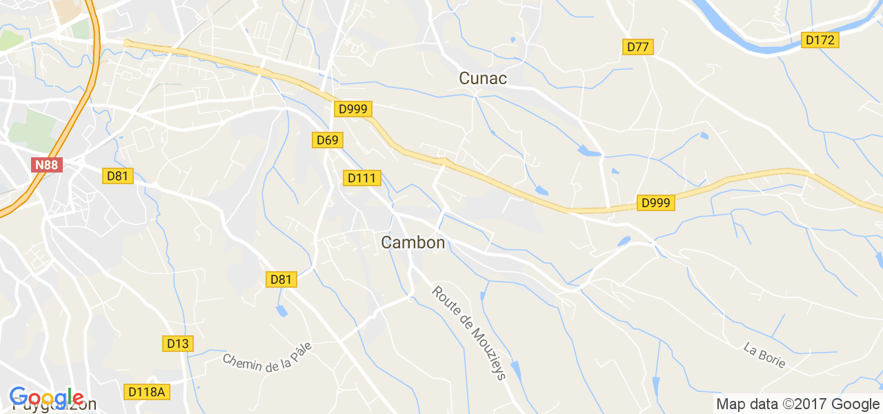 map de la ville de Cambon