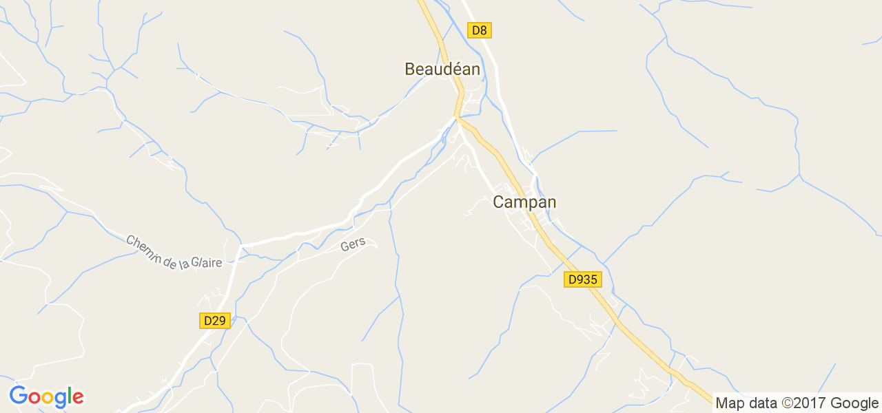 map de la ville de Campan