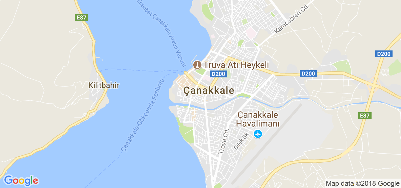 map of the city of Canakkale