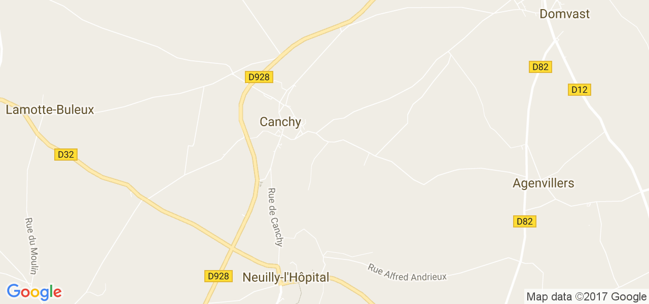 map de la ville de Canchy