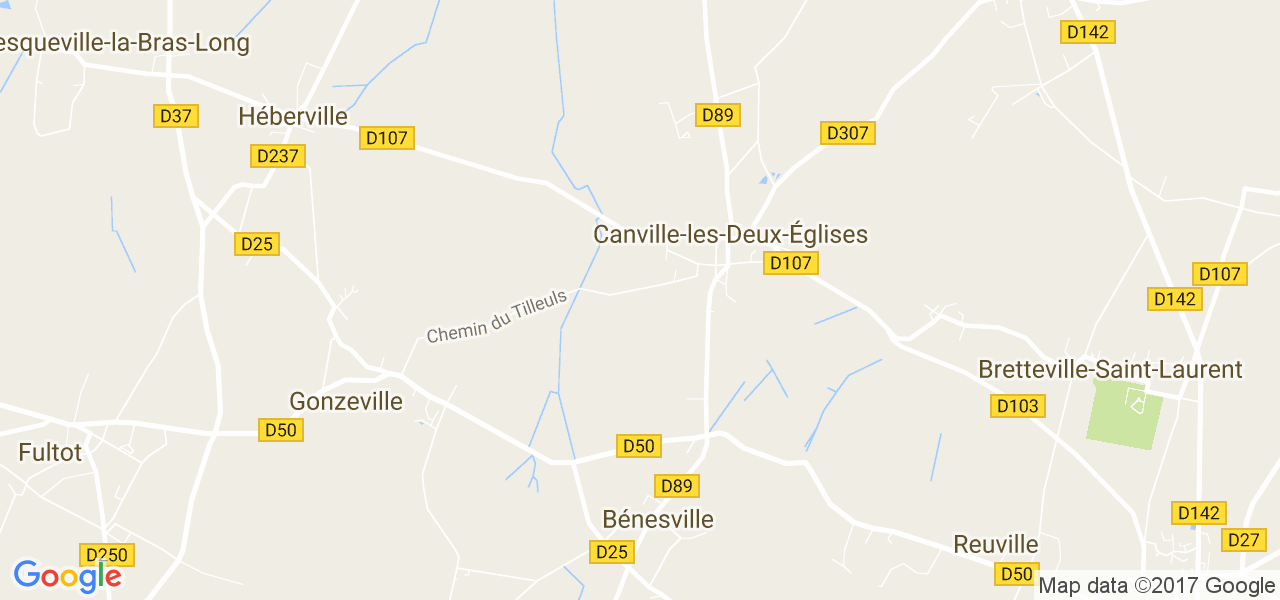 map de la ville de Canville-les-Deux-Églises