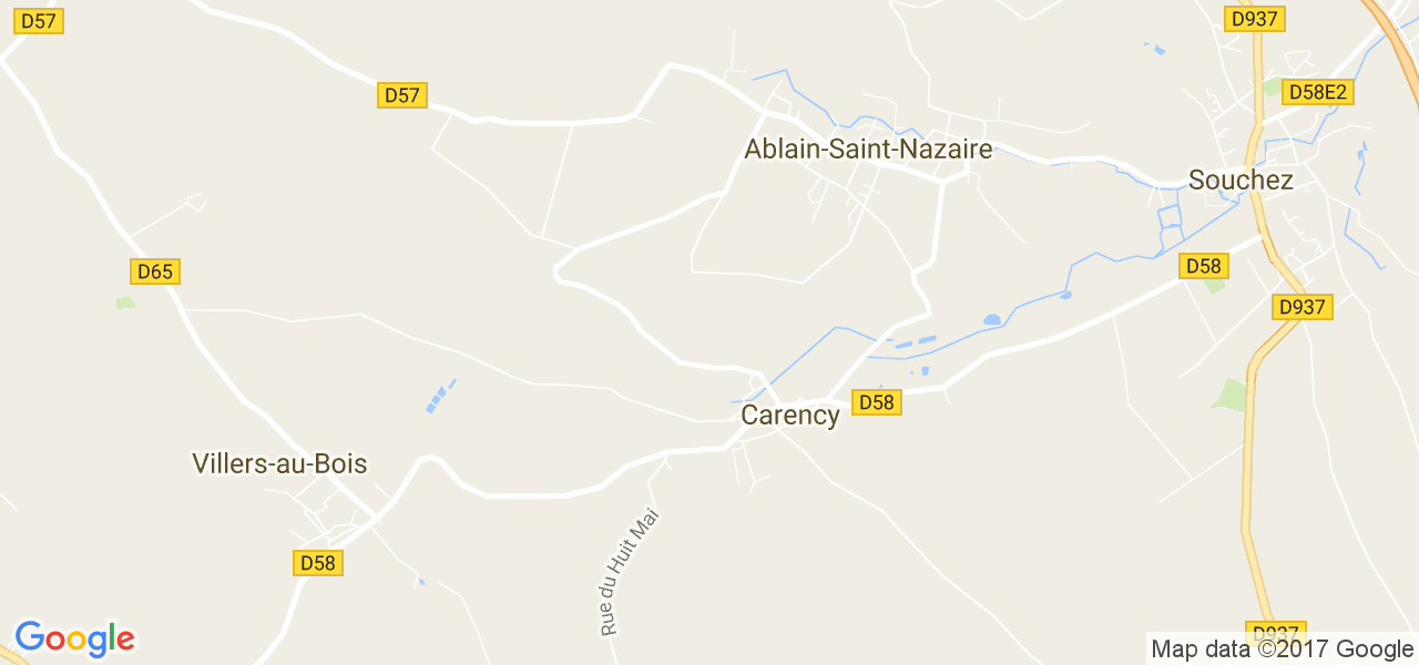 map de la ville de Carency