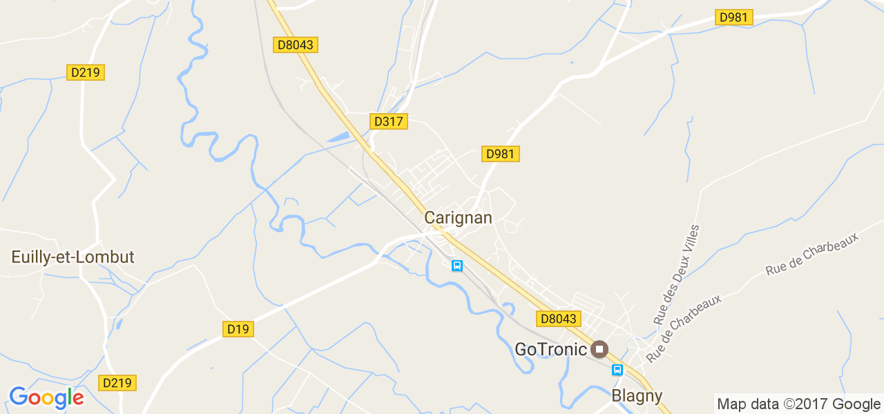 map de la ville de Carignan